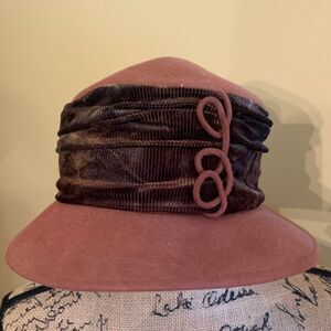 April Cornell Wool Hat vintage Brown velour band